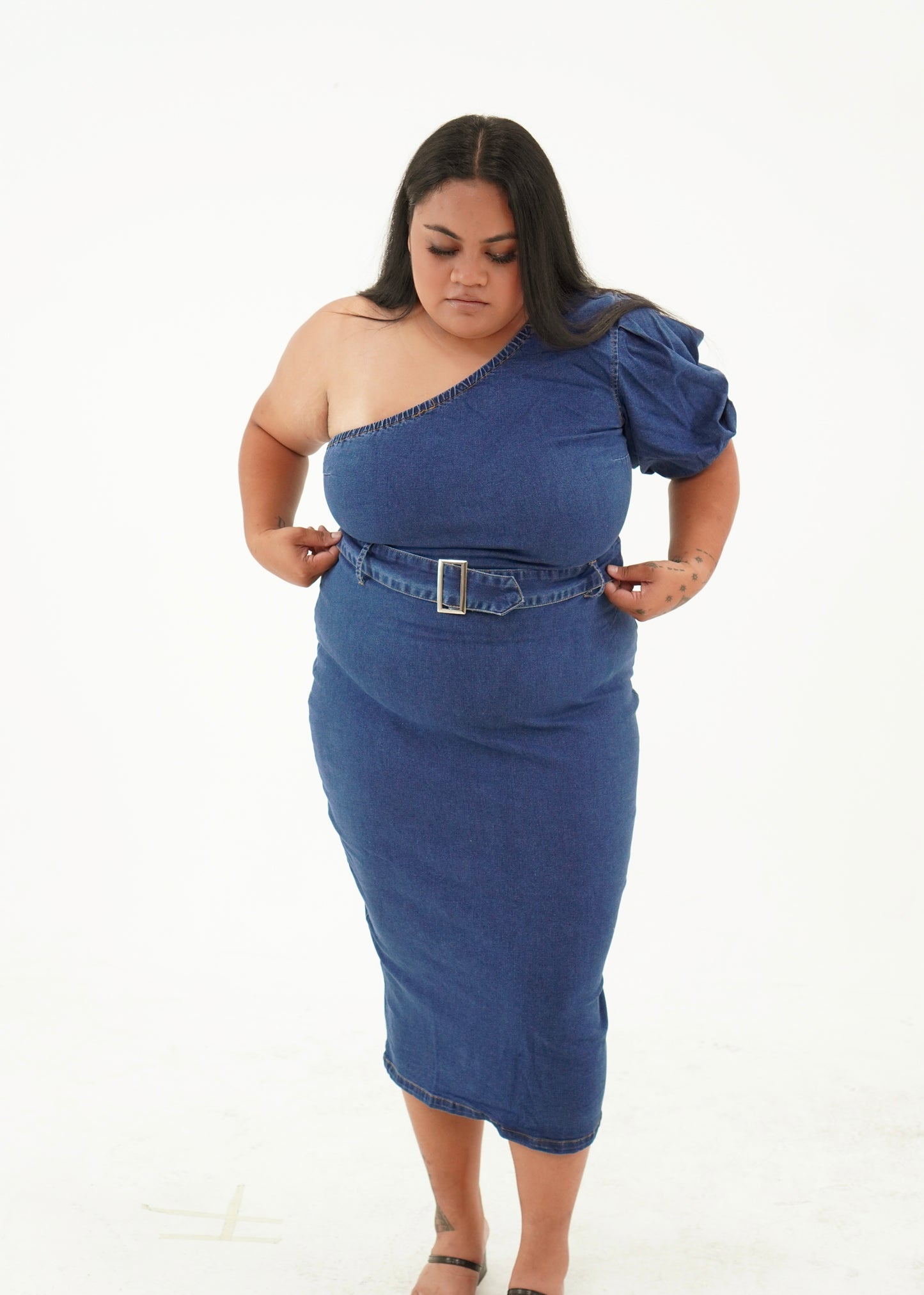 Ziana Denim One-sleeve Dress